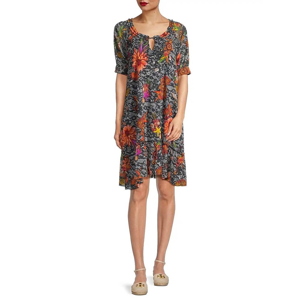 NWT FUZZI Mesh Dress Women's‎ Medium Black Floral Lace Shift Made In Italy $595